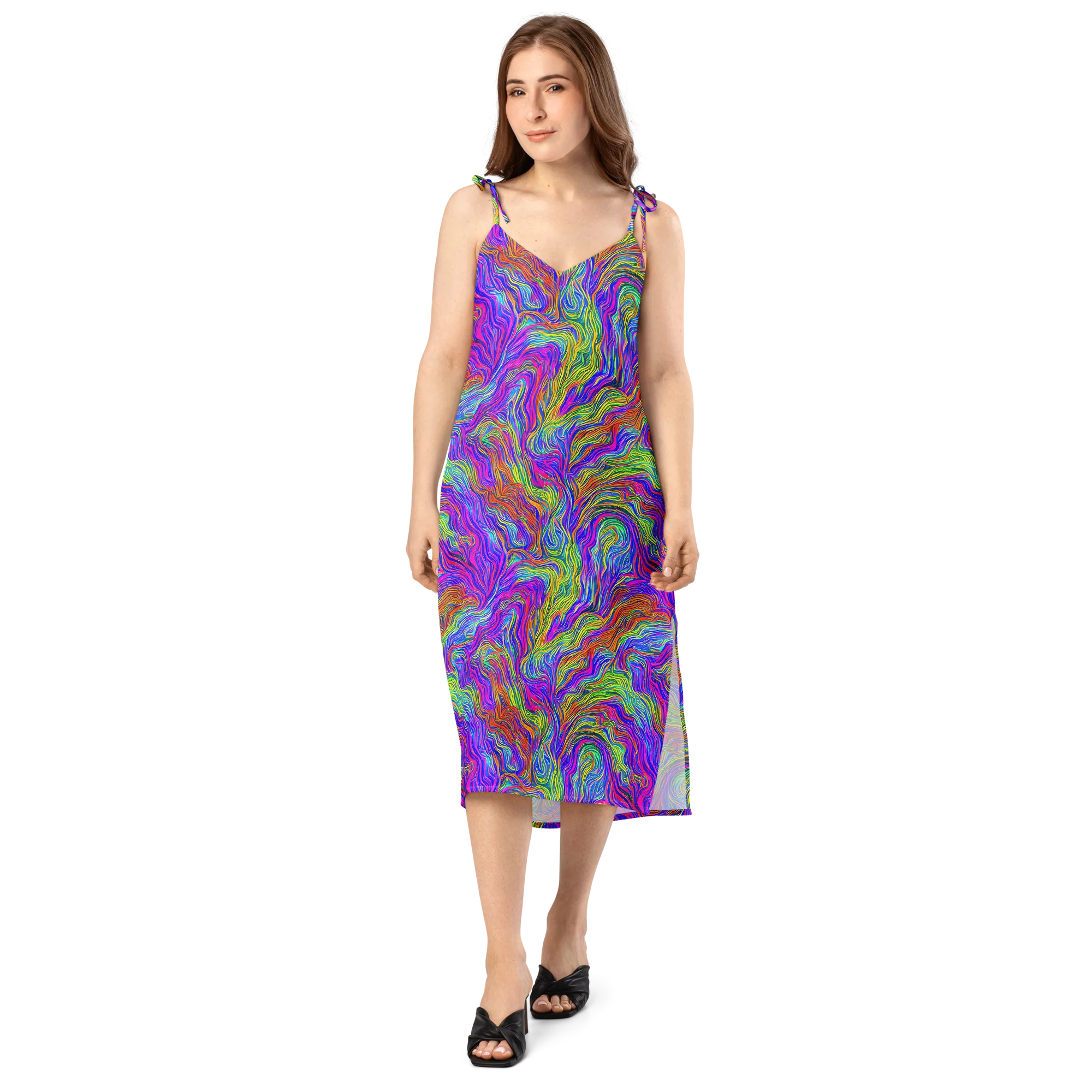 Psychedelic Filament on Slip Dress — Front