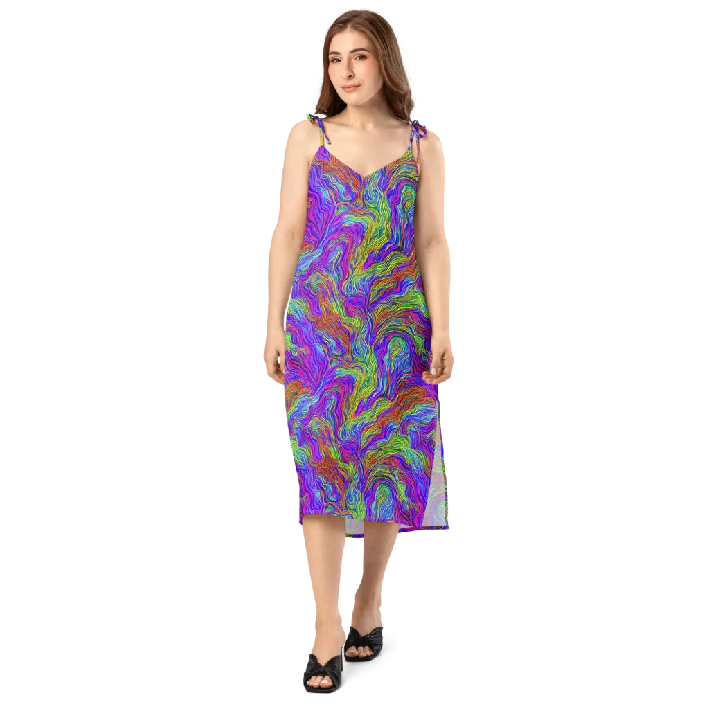 Psychedelic Filament on Slip Dress — Front