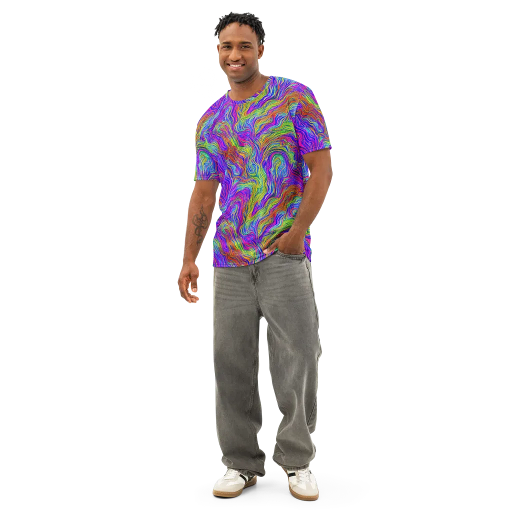 Psychedelic Filament on Men's Cotton Crew Neck T-Shirt — Front