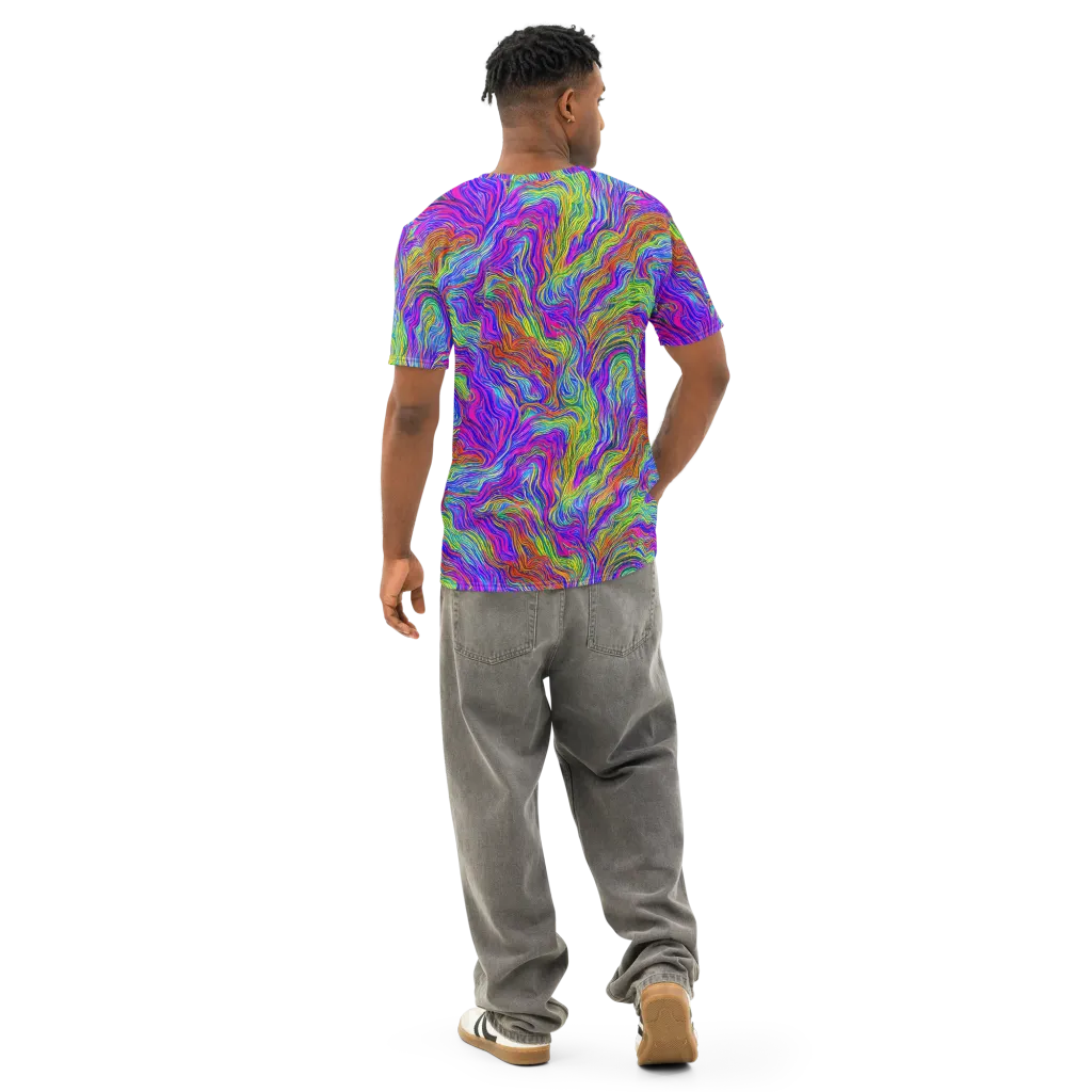 Psychedelic Filament on Men's Cotton Crew Neck T-Shirt — Back
