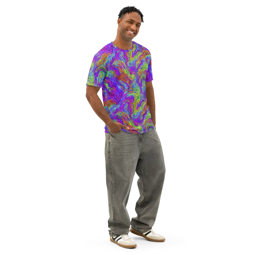 Psychedelic Filament on Men's Cotton Crew Neck T-Shirt — Right Front
