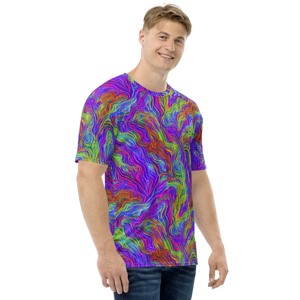Psychedelic Filament on Men's Crew Neck T-Shirt — Right