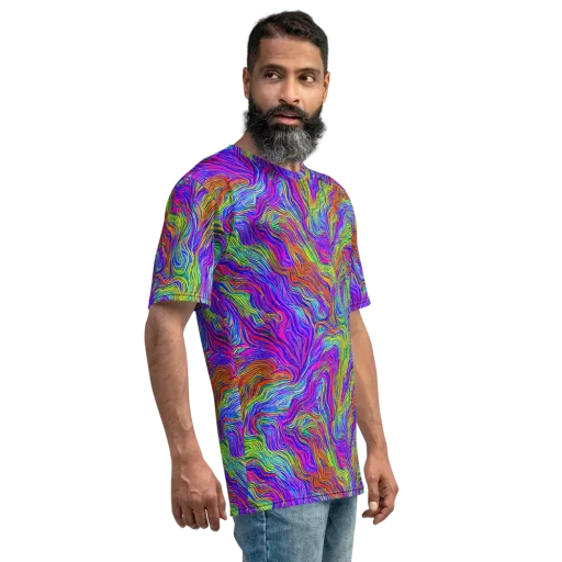 Psychedelic Filament on a Men's Crew Neck T-Shirt