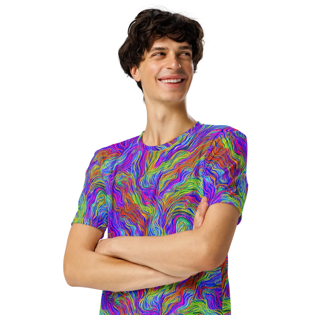 Psychedelic Filament on Men's Crew Neck T-Shirt — Left Front