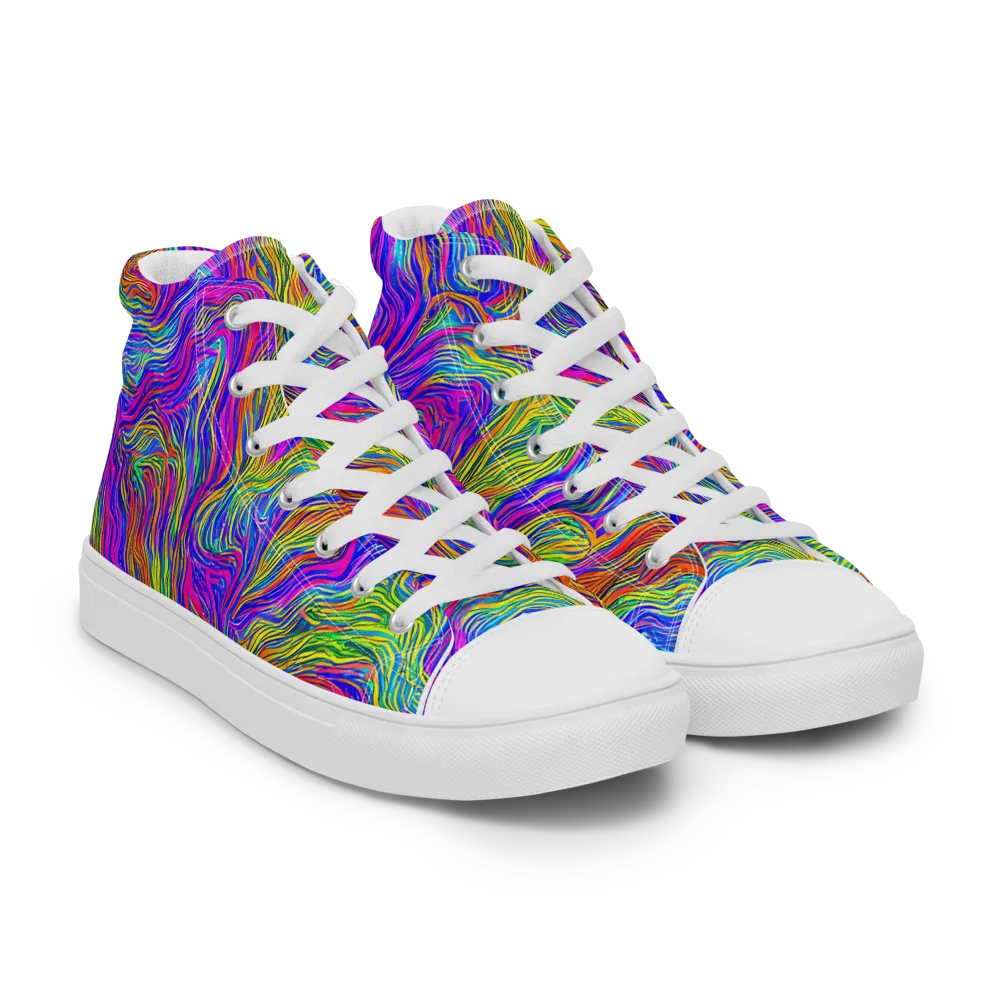 Psychedelic Filament on Men's High Top Canvas Shoes — Right Front
