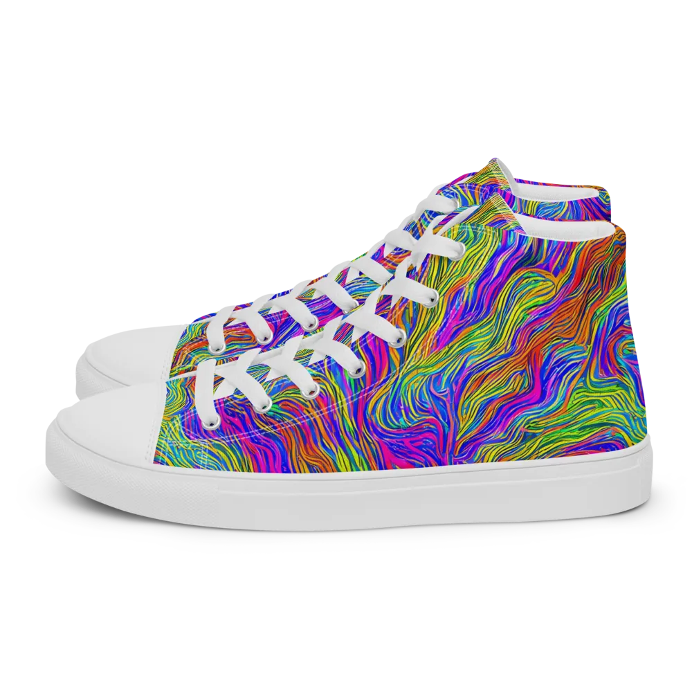 Psychedelic Filament on Men's High Top Canvas Shoes — Left
