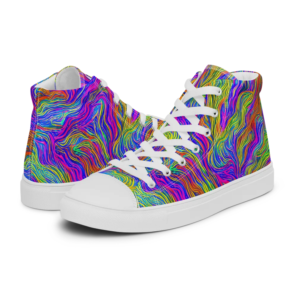Psychedelic Filament on Men's High Top Canvas Shoes — Left