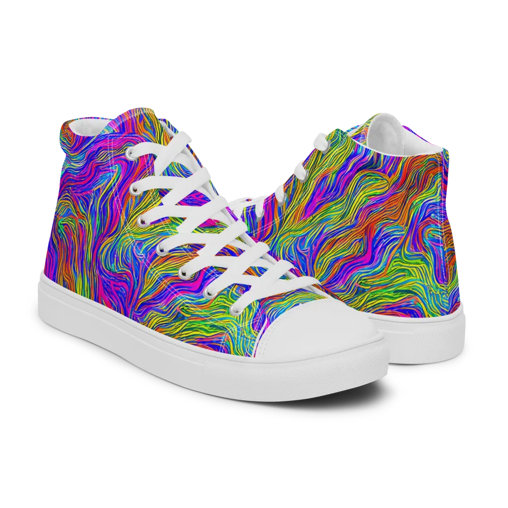 Psychedelic Filament on Men's High Top Canvas Shoes — Right