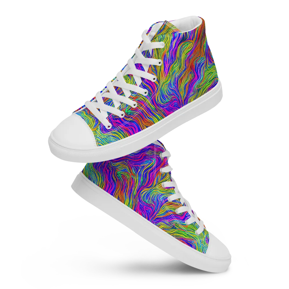 Psychedelic Filament on Men's High Top Canvas Shoes — Front