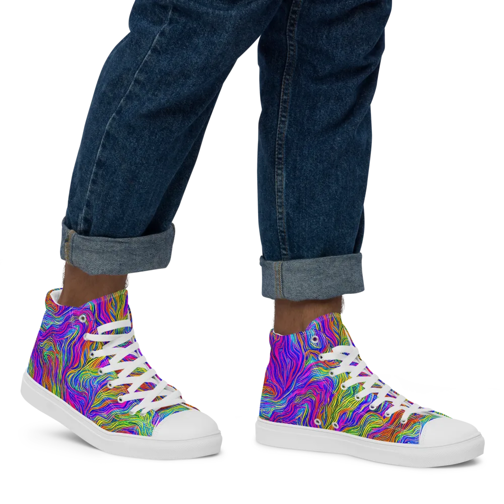 Psychedelic Filament on Men's High Top Canvas Shoes — Right
