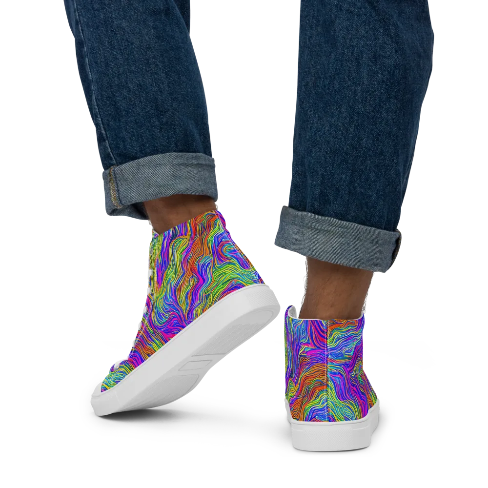 Psychedelic Filament on Men's High Top Canvas Shoes — Back