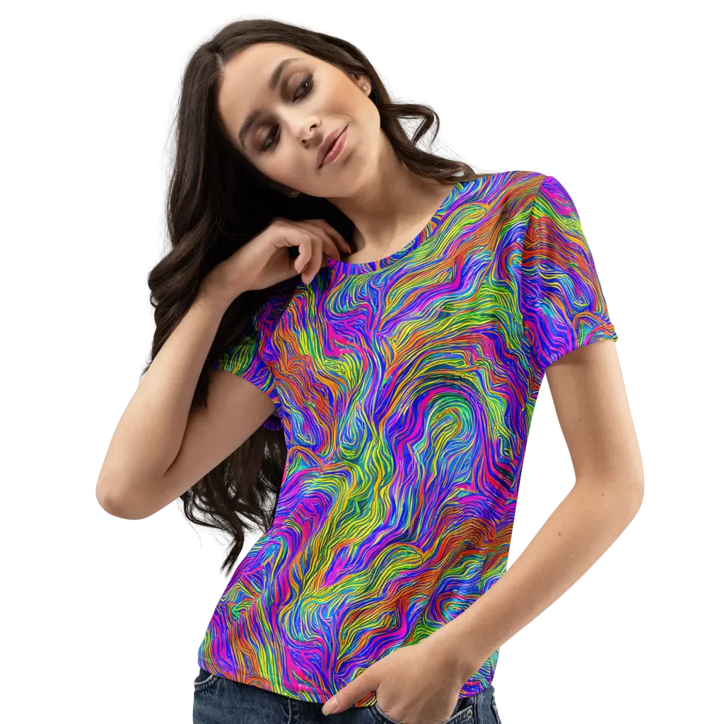 Psychedelic Filament on Women's Crew Neck T-Shirt — Left Front