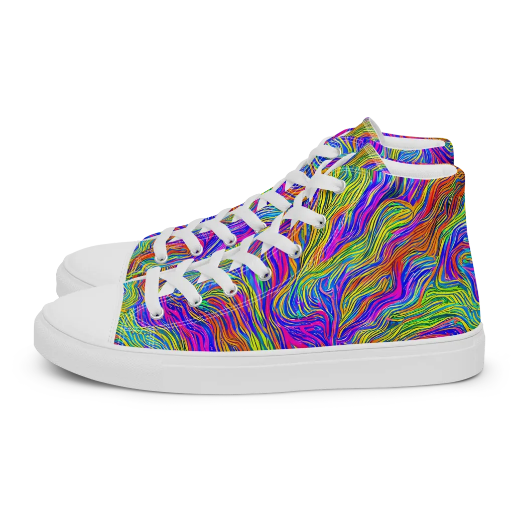 Psychedelic Filament on Women's High Top Canvas Shoes — Left
