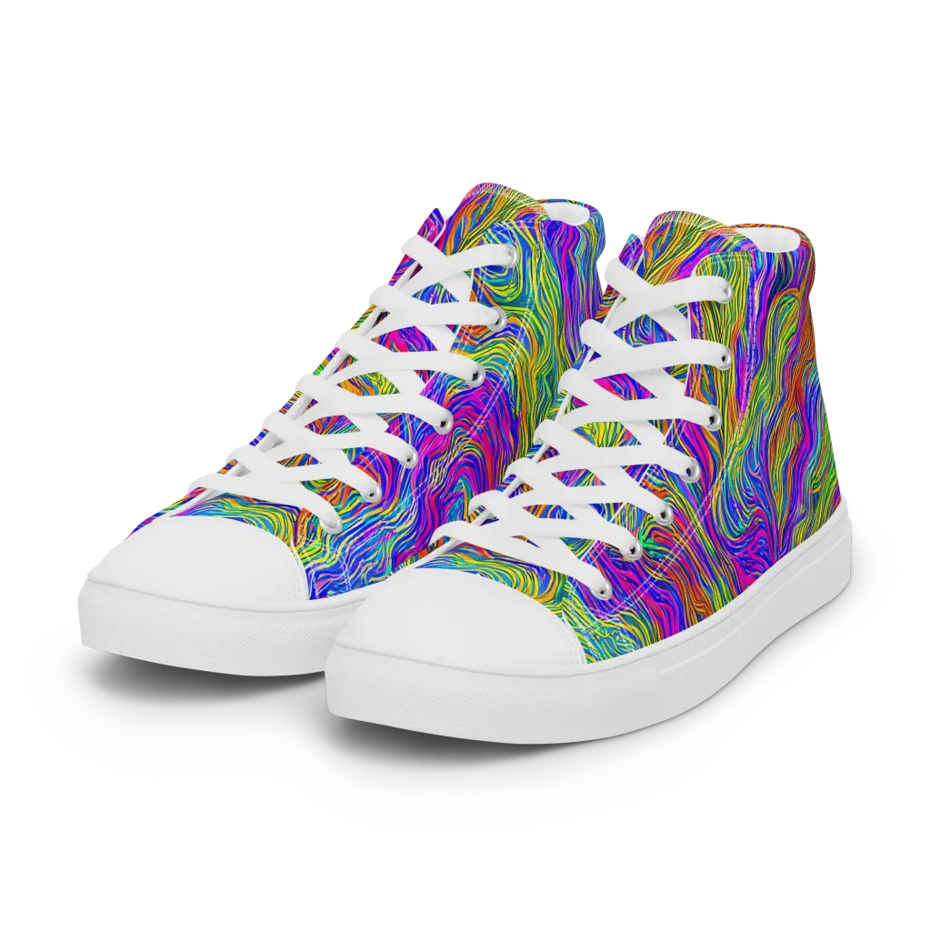 Psychedelic Filament on Women's High Top Canvas Shoes — Left Front