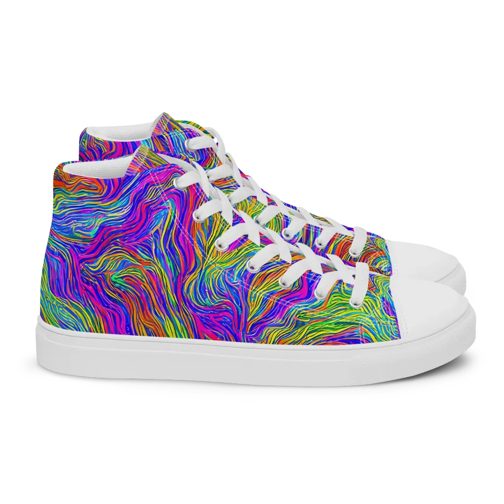 Psychedelic Filament on Women's High Top Canvas Shoes — Right