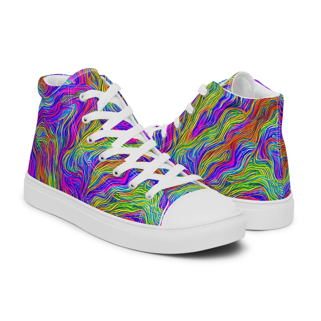 Psychedelic Filament on Women's High Top Canvas Shoes — Right