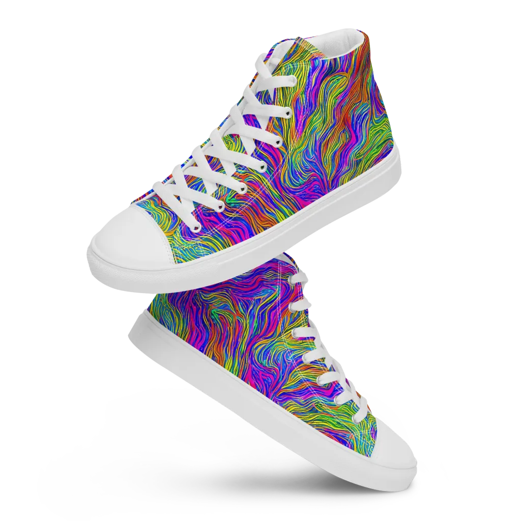 Psychedelic Filament on Women's High Top Canvas Shoes — Front