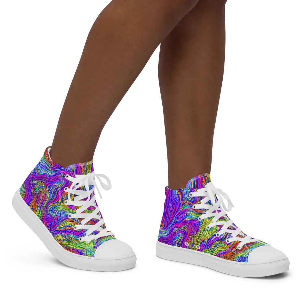 Psychedelic Filament on Women's High Top Canvas Shoes — Right