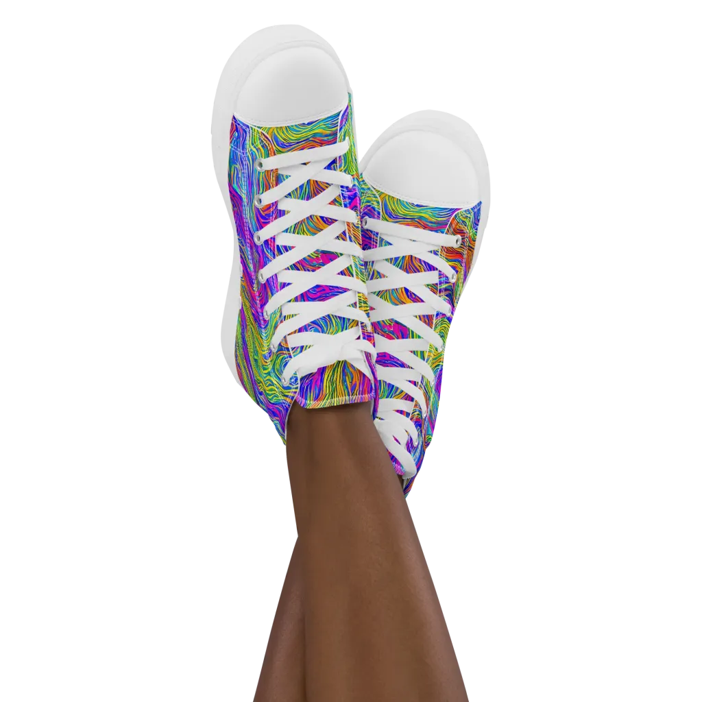 Psychedelic Filament on Women's High Top Canvas Shoes — Front