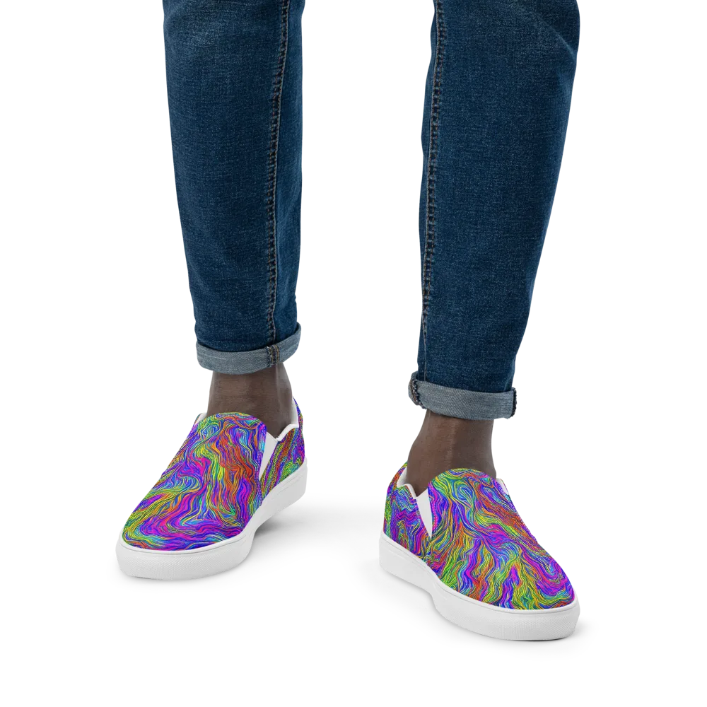 Psychedelic Filament on Men's Slip-On Canvas Shoes — Front