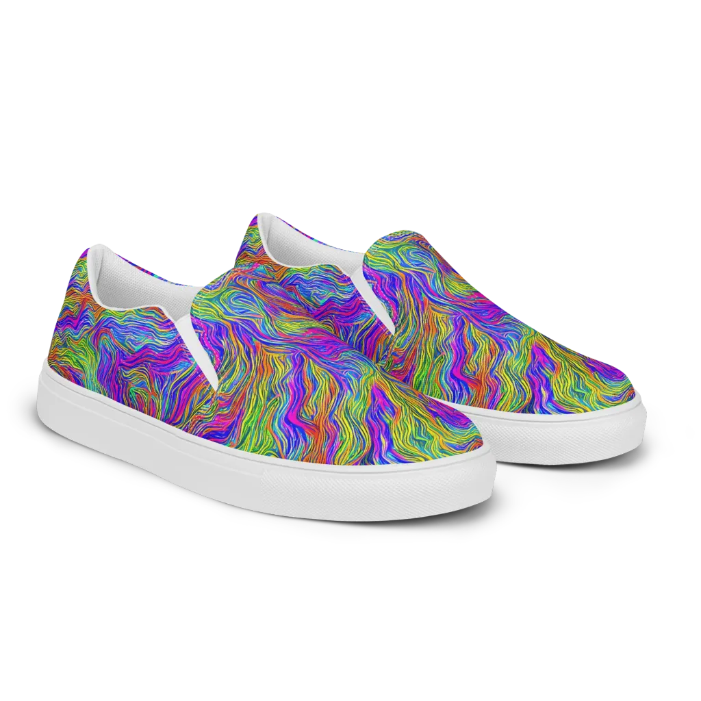 Psychedelic Filament on Women's Slip-On Canvas Shoes — Right Front