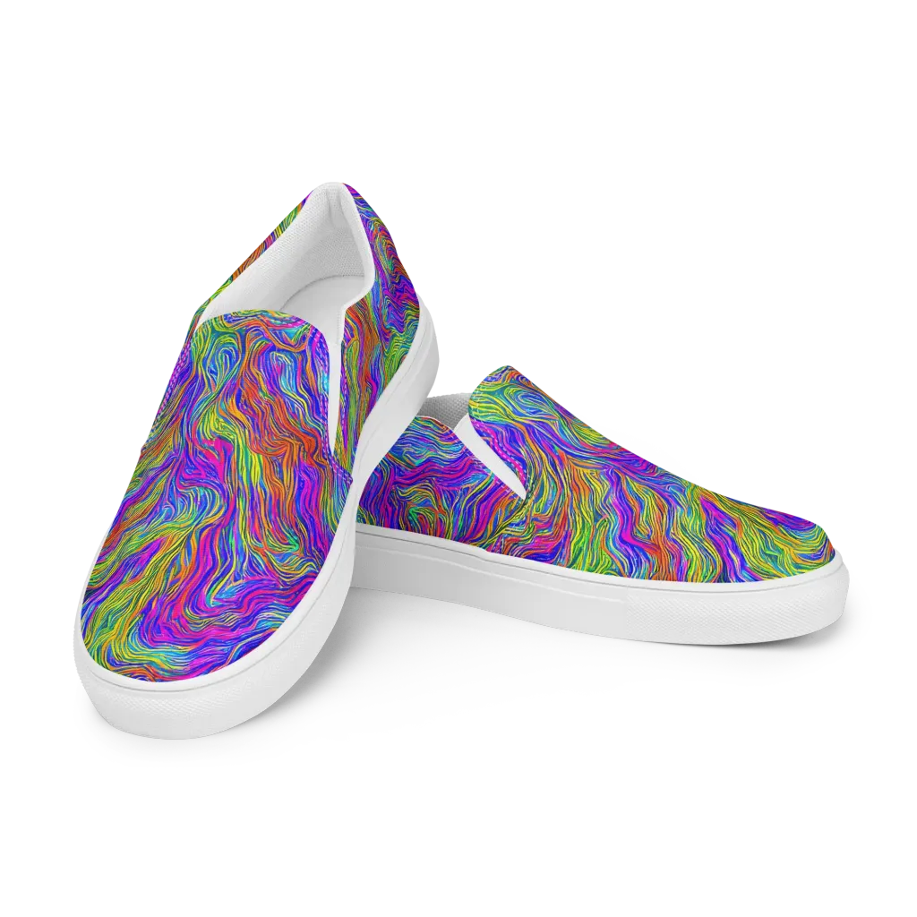 Psychedelic Filament on Women's Slip-On Canvas Shoes — Left Front