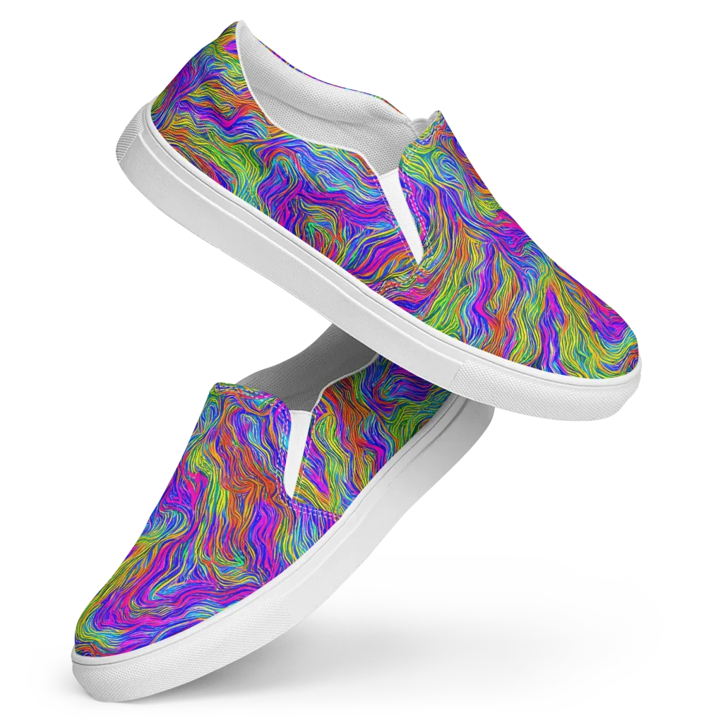 Psychedelic Filament on Women's Slip-On Canvas Shoes — Front