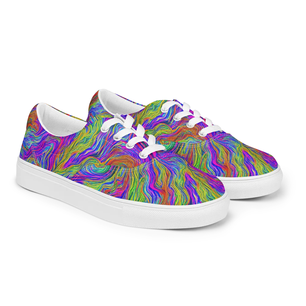 Psychedelic Filament on Men's Lace-Up Canvas Shoes — Right Front