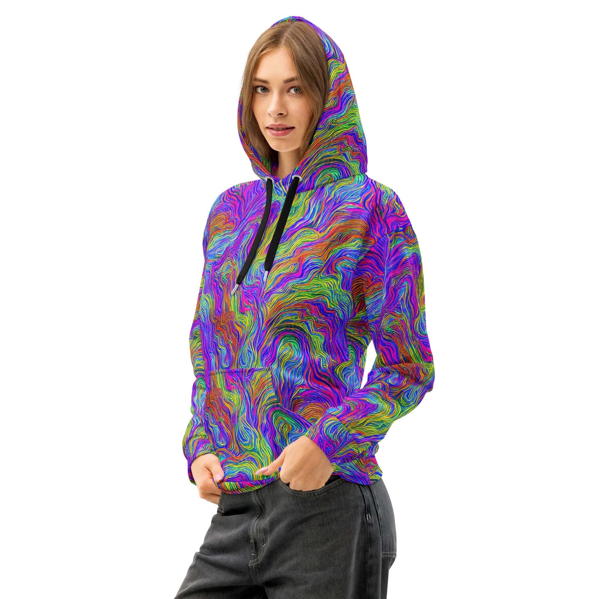Psychedelic Filament on Cotton Hoodie — Left Front