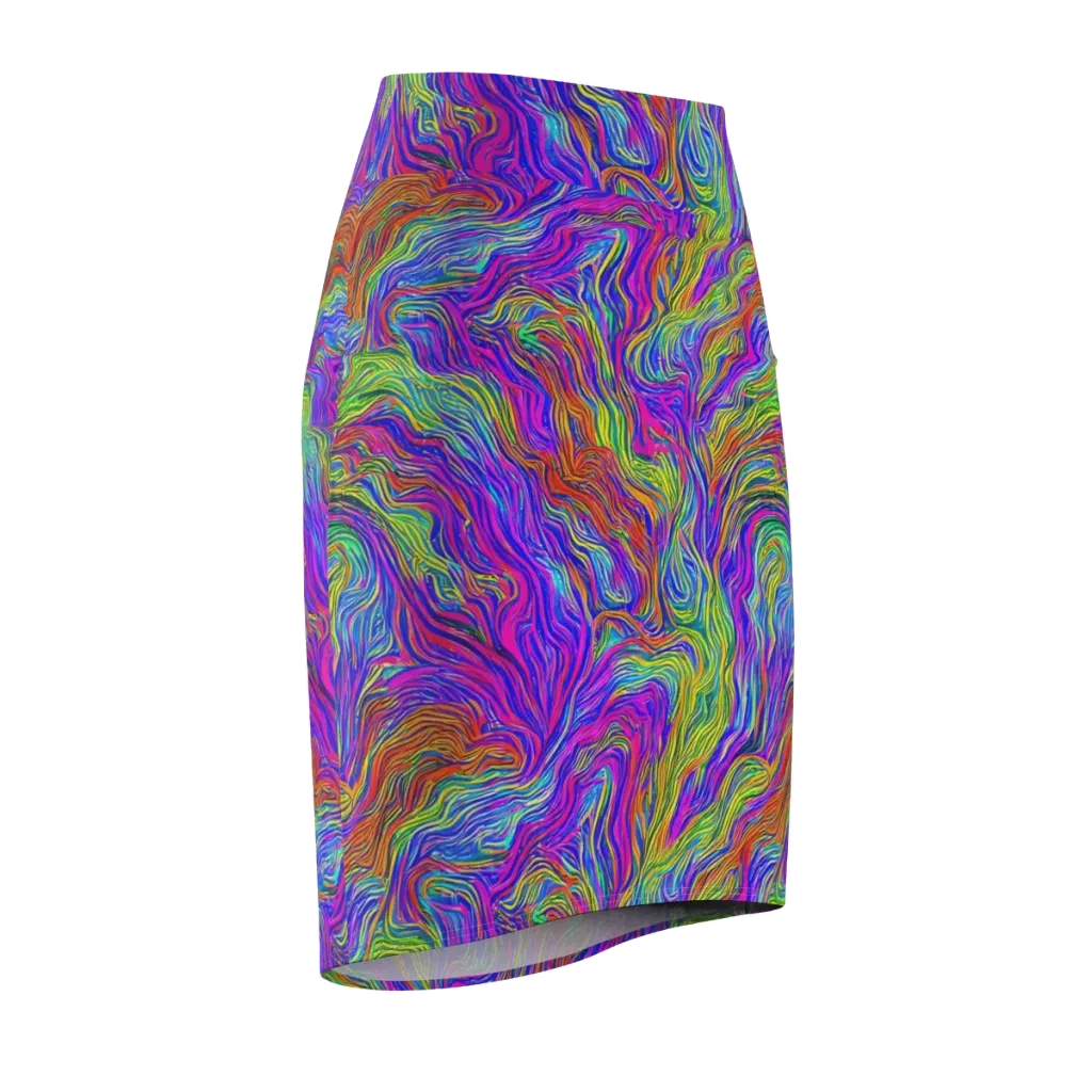 Psychedelic Filament on Pencil Skirt — Front Side
