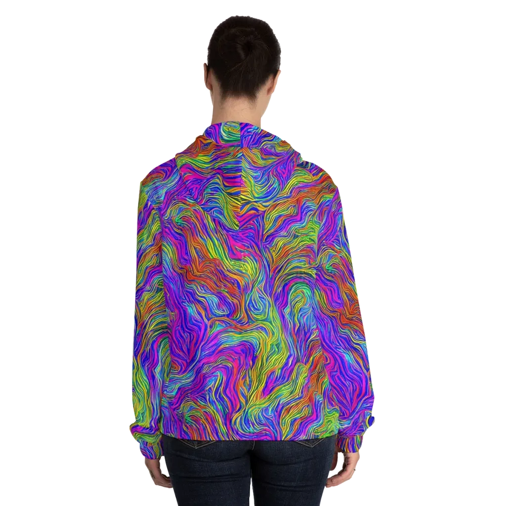 Psychedelic Filament on Women's Full-Zip Hoodie — Back On Person