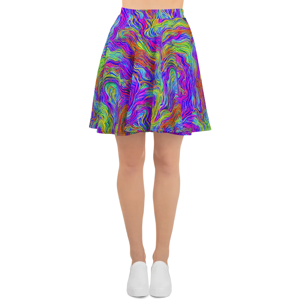 Psychedelic Filament on Skater Skirt — Front