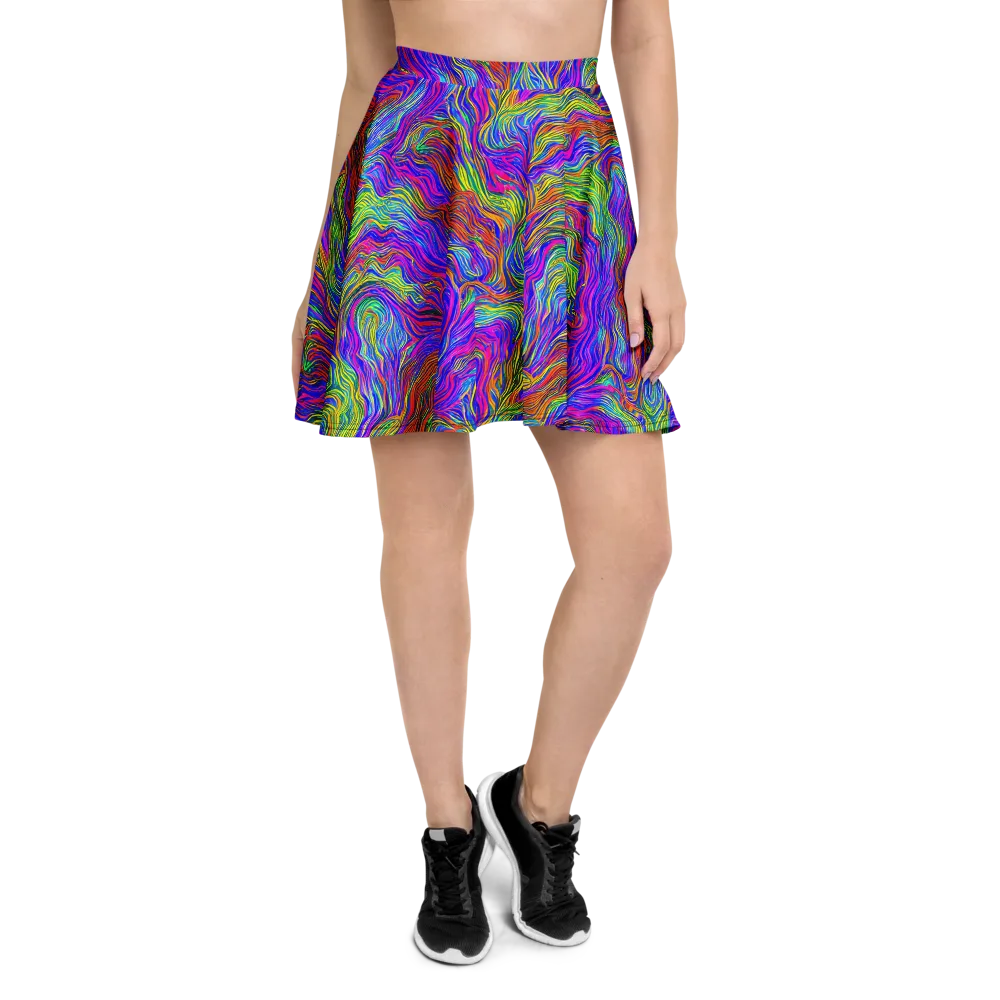 Psychedelic Filament on Skater Skirt — Front