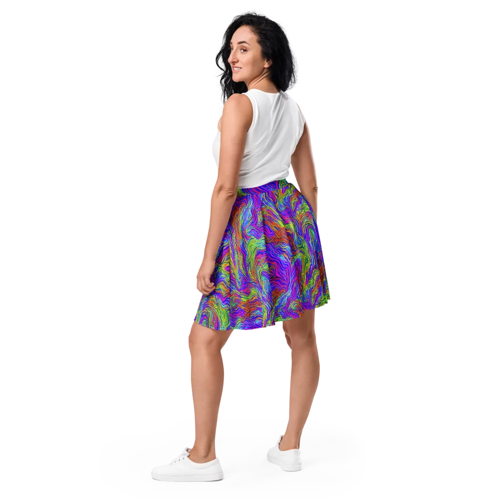Psychedelic Filament on Skater Skirt — Back
