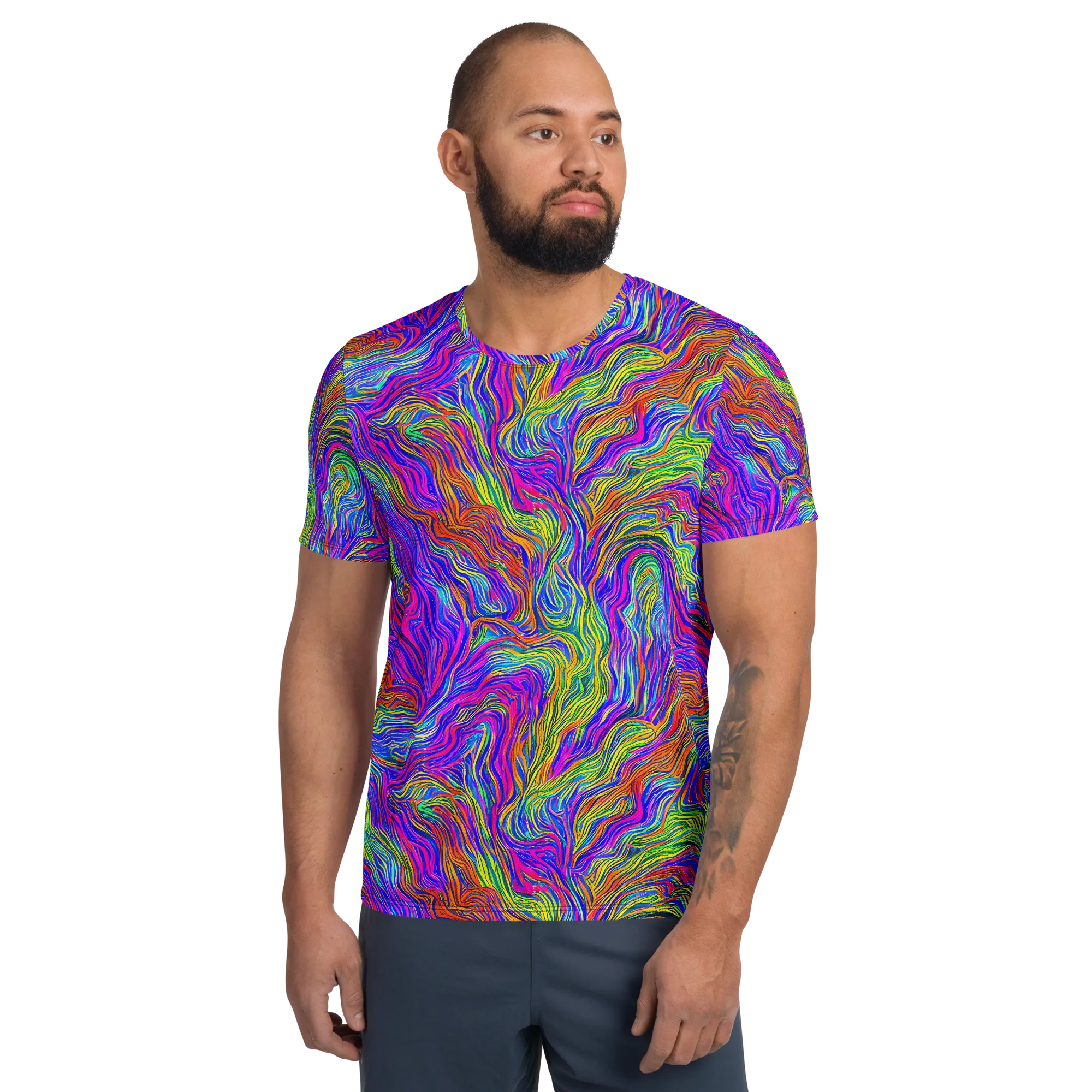 Psychedelic Filament on Men's Athletic T-Shirt — Front