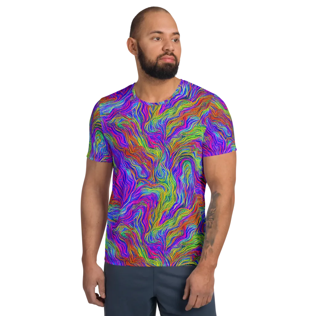 Psychedelic Filament on Men's Athletic T-Shirt — Front