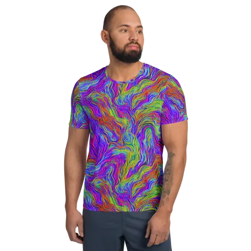 Psychedelic Filament on a Men's Athletic T-Shirt