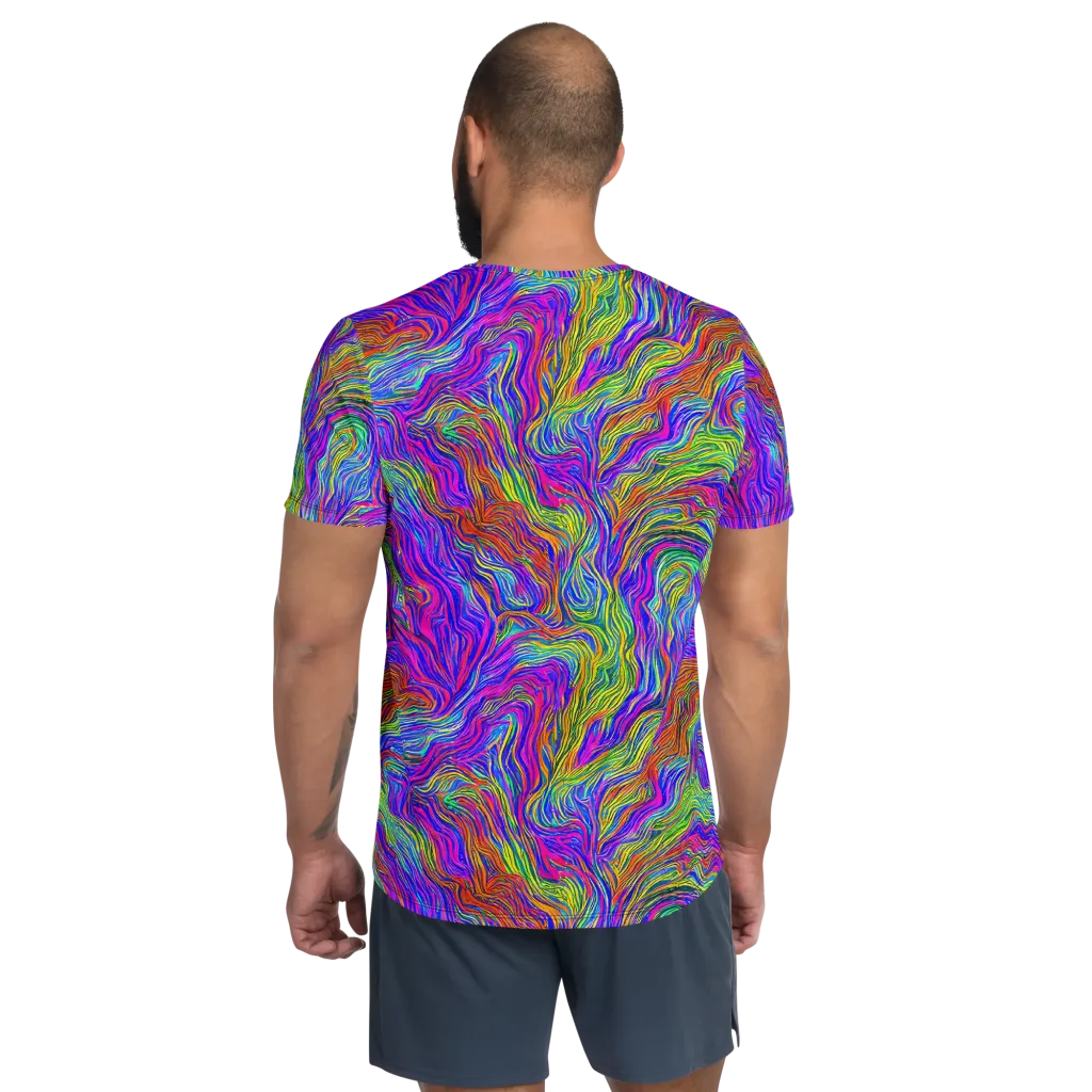 Psychedelic Filament on Men's Athletic T-Shirt — Back