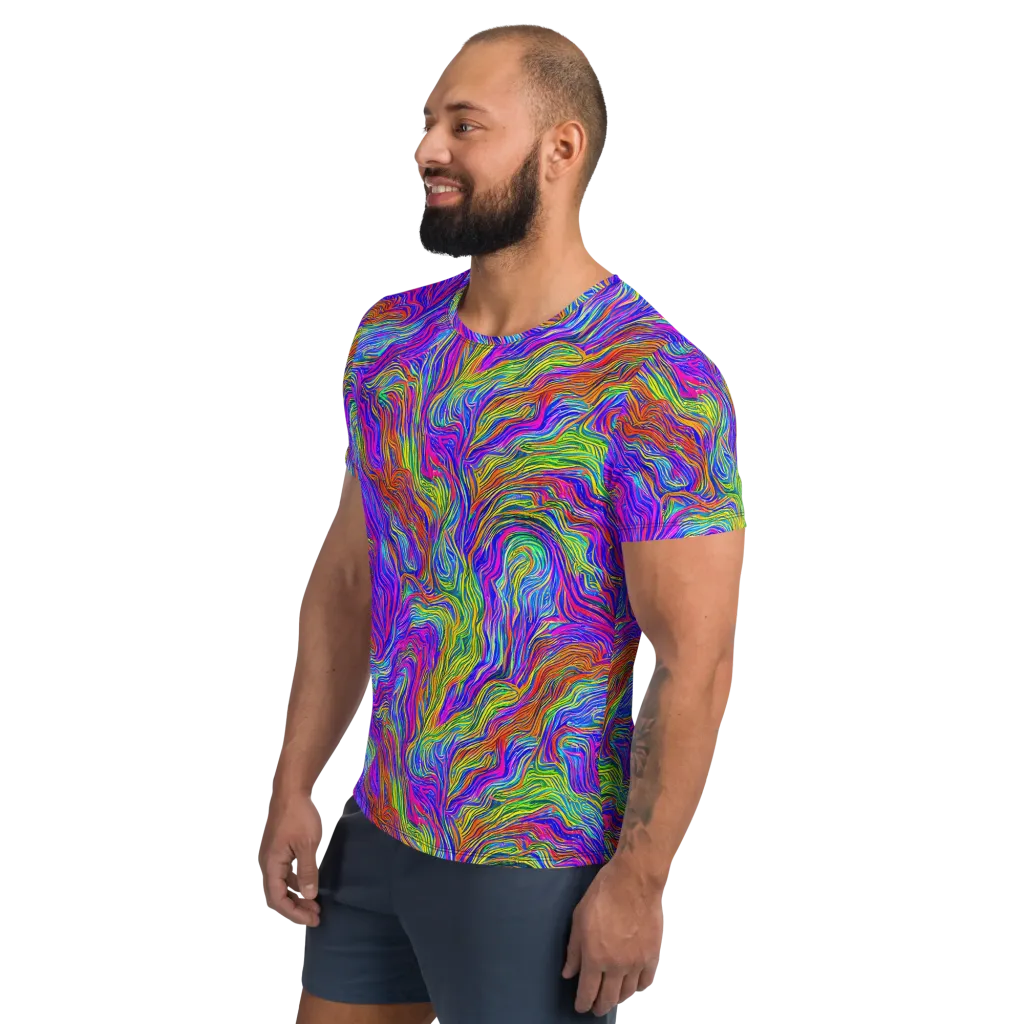 Psychedelic Filament on Men's Athletic T-Shirt — Left