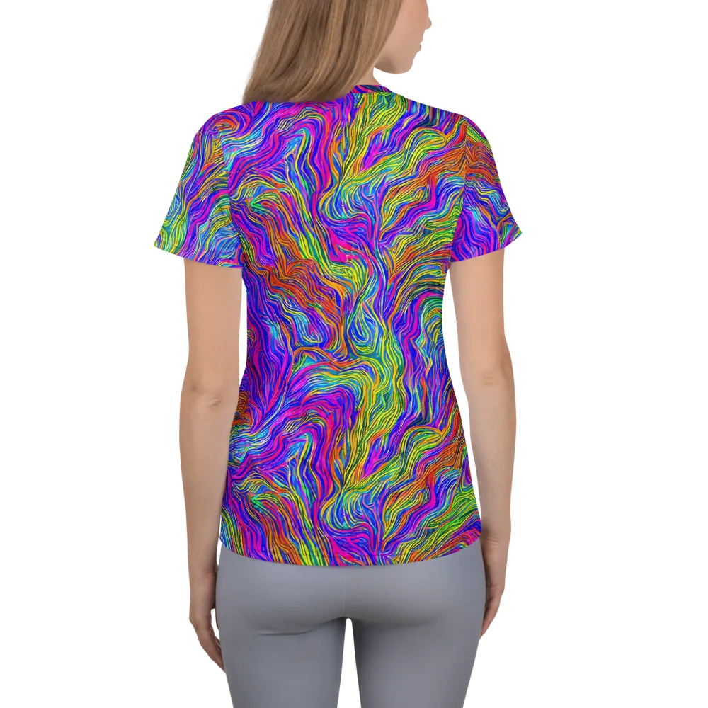 Psychedelic Filament on Women's Athletic T-Shirt — Back