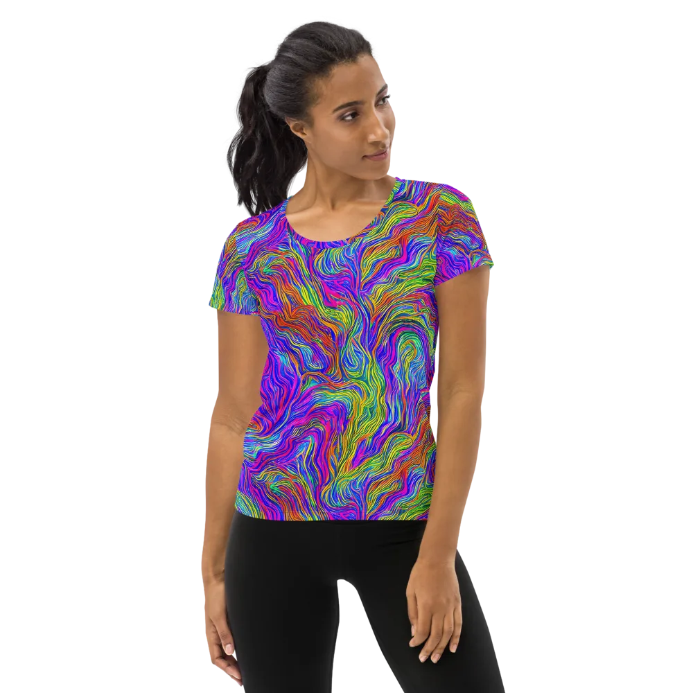 Psychedelic Filament on Women's Athletic T-Shirt — Front
