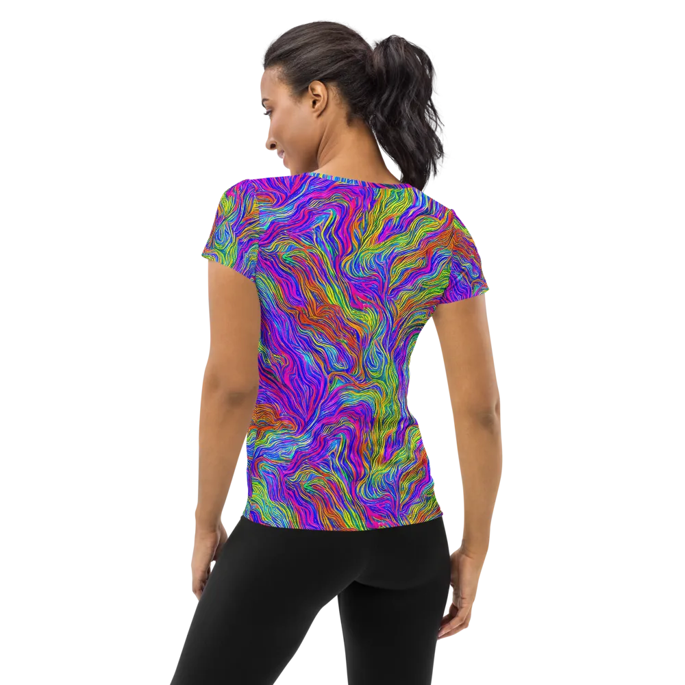 Psychedelic Filament on Women's Athletic T-Shirt — Back