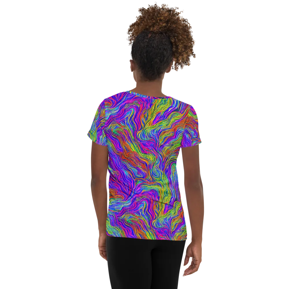 Psychedelic Filament on Women's Athletic T-Shirt — Back