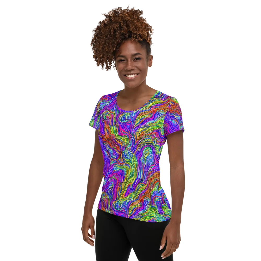 Psychedelic Filament on Women's Athletic T-Shirt — Left