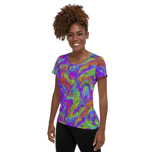Psychedelic Filament on a Women's Athletic T-Shirt