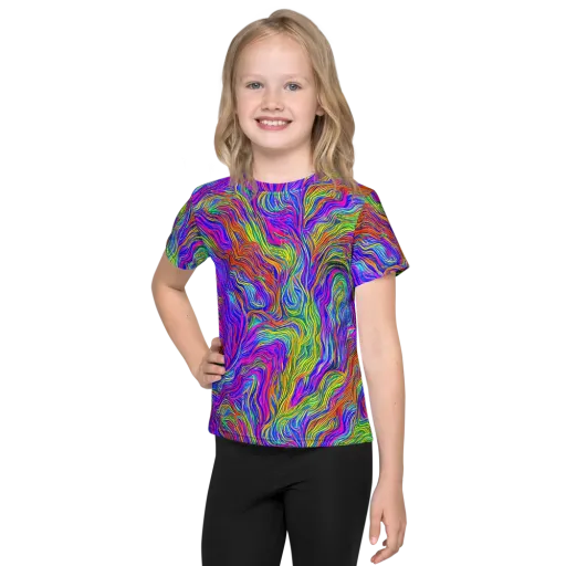 Psychedelic Filament on a Kids Crew Neck T-Shirt