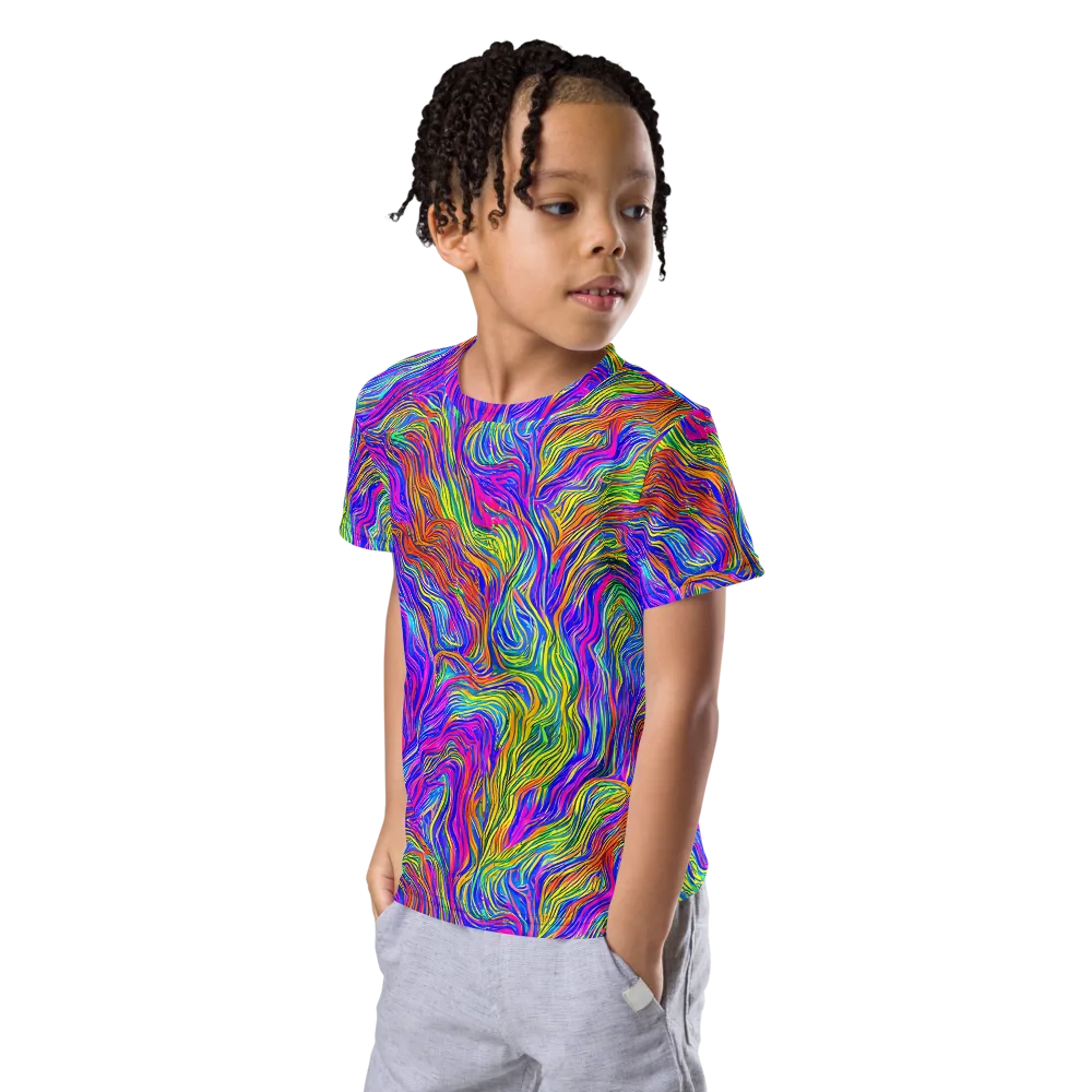 Psychedelic Filament on Kids Crew Neck T-Shirt — Left Front