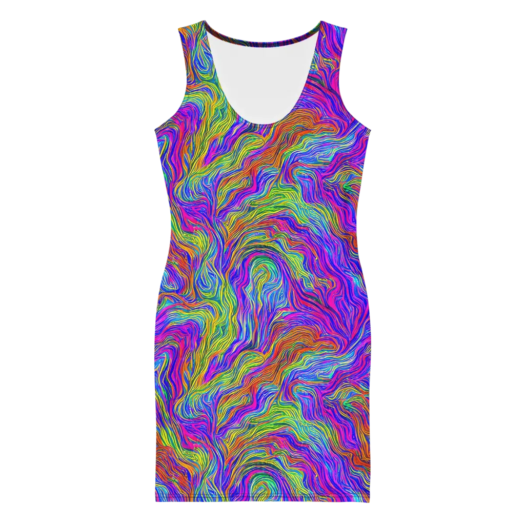 Psychedelic Filament on Bodycon Dress — Front