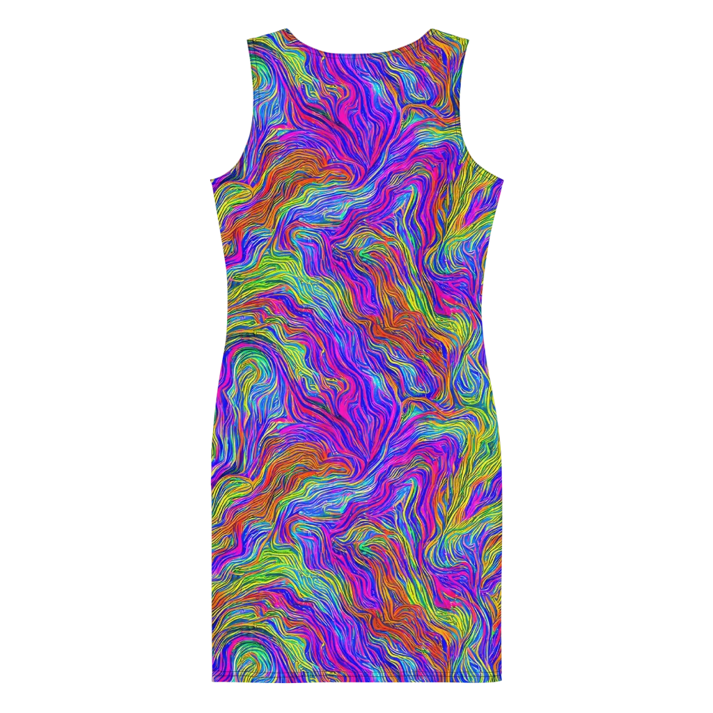 Psychedelic Filament on Bodycon Dress — Back