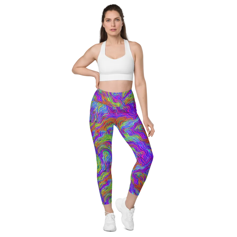 Psychedelic Filament on Leggings with Pockets — Front